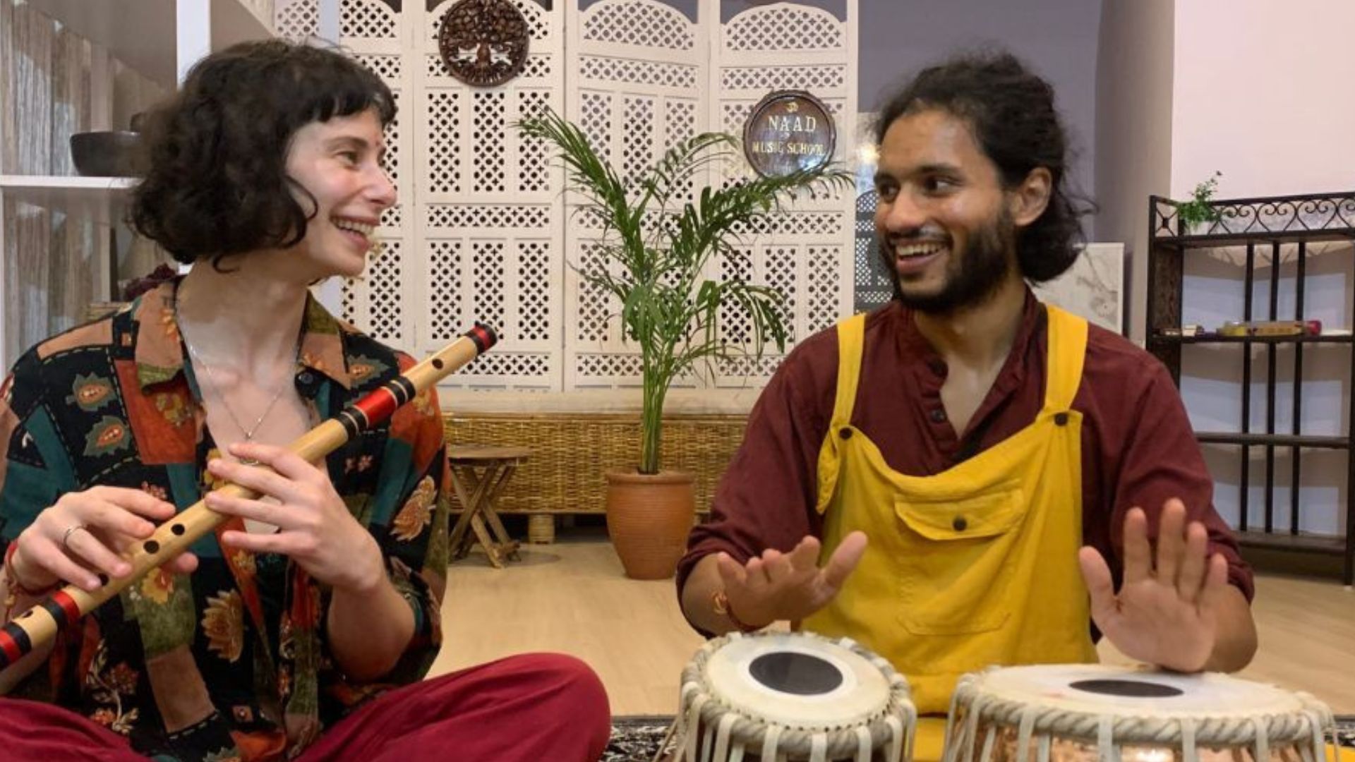 Music practice beside the Ganges in Rishikesh